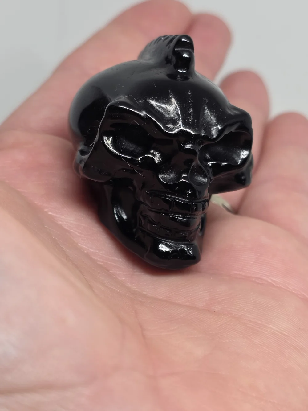 1 Pc Black Obsidian Mohawk Skull | Natural Crystal Skull Carving | Gothic